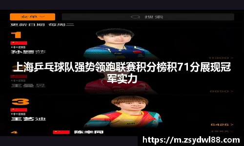 上海乒乓球队强势领跑联赛积分榜积71分展现冠军实力